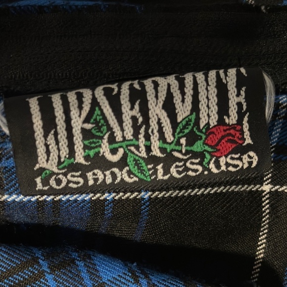 Lip Service Punk & Disorderly Blue Plaid Mini Dress Safety Pin S vintage y2k - Picture 2 of 14